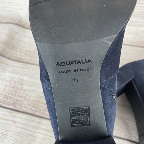 Aquatalia Drusilla Womens Sz 11 Ankle Boots Booties Navy Blue Suede Zip - Picture 9 of 10